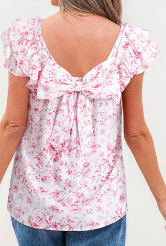 Leila Butterfly Short-Sleeve Bow Top