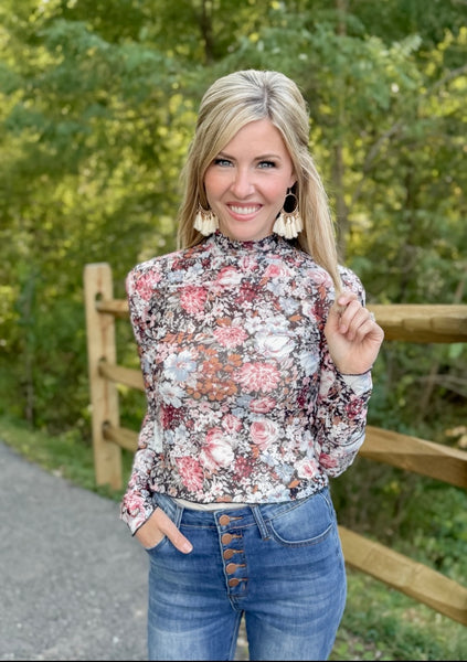Autumn Petals Mesh Blouse
