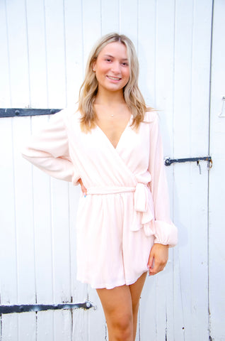 Colette Ribbed Bubble-Sleeved Romper