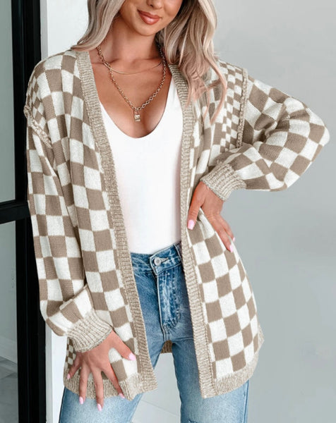 Chestnut Check Cardigan