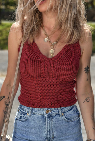 She's Lit Cable Knit Tank Top