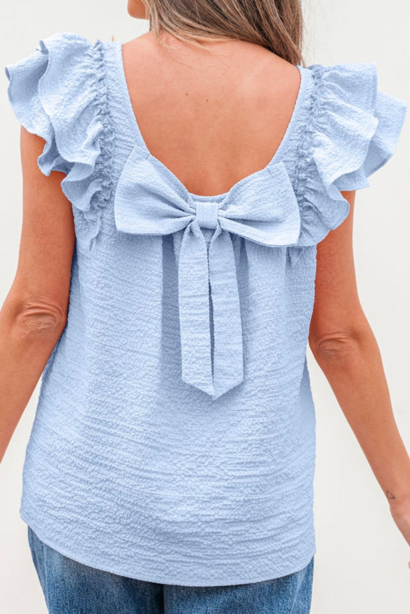 Leila Butterfly Short-Sleeve Bow Top