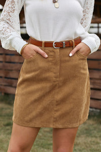 She Sleighs Corduroy High Waisted Mini Skirt