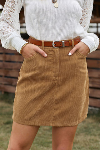 She Sleighs Corduroy High Waisted Mini Skirt
