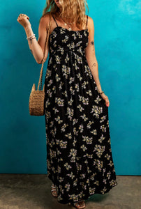 Island Time Black Floral Maxi Dress