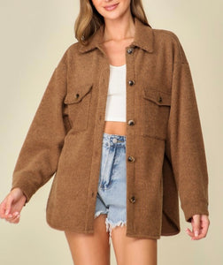 Caramel Cozy Waffle Knit Shacket