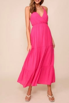 Palm Rose CrissCross Maxi Dress