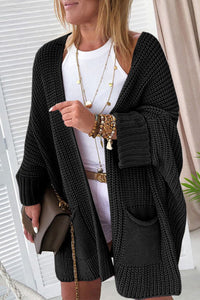 Black Oversized Crocheted Cardigan