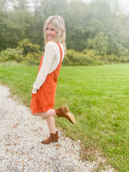 Cinnamon Spice Corduroy Overall Dress - the Blushing Ivy Boutique LLC - Dresses - 