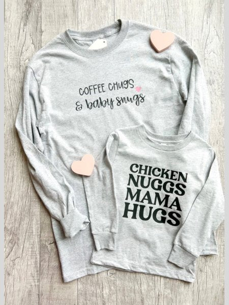 Coffee Chugs & Chicken Nuggs Long Sleeves - the Blushing Ivy Boutique LLC - Graphic Tee - 