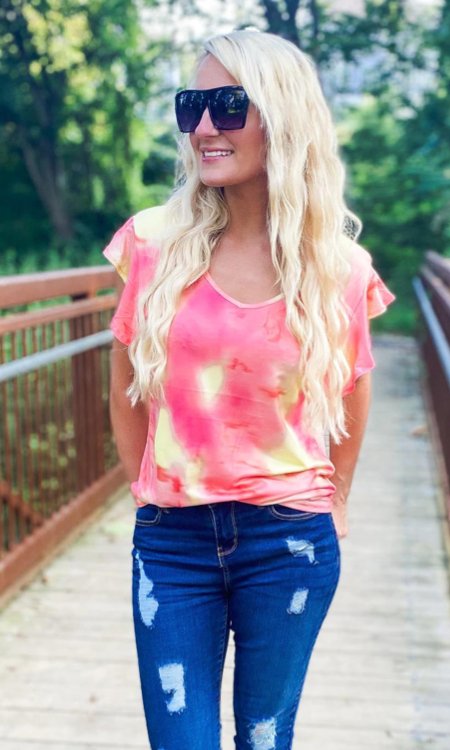 Dreamsicle Tie Dye Top - the Blushing Ivy Boutique LLC - Tops - 