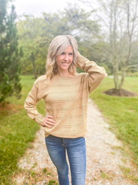 Forge Valley Pointelle Knit Sweater - the Blushing Ivy Boutique LLC - Shirts & Tops - 