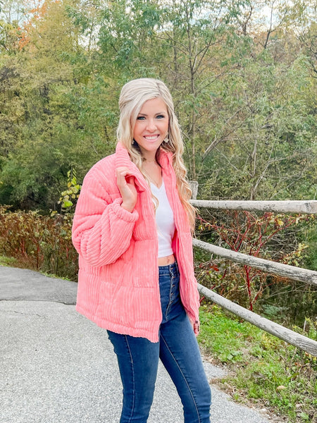 Girl's Night Out - Pink Puffer Jacket - the Blushing Ivy Boutique LLC - Outerwear - 