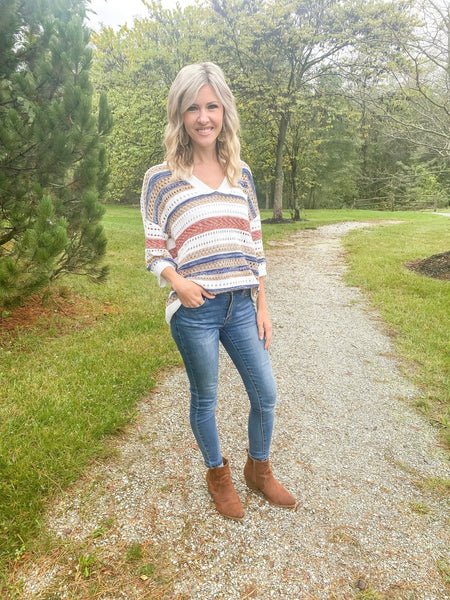 In My Fall Feels Hollow Knit 3/4 sleeve Sweater - the Blushing Ivy Boutique LLC - Shirts & Tops - 