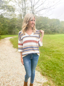 In My Fall Feels Hollow Knit 3/4 sleeve Sweater - the Blushing Ivy Boutique LLC - Shirts & Tops - 