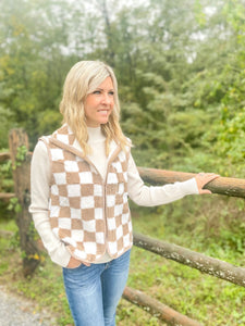 Knoxville Sherpa Checkered Vest - the Blushing Ivy Boutique LLC - Outerwear - 