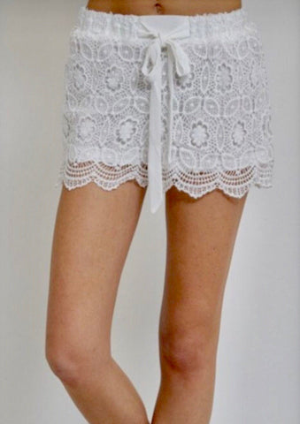 Linen & Lace White Shorts - the Blushing Ivy Boutique LLC - Bottoms - 