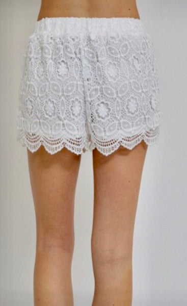 Linen & Lace White Shorts - the Blushing Ivy Boutique LLC - Bottoms - 