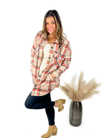 My Little Pumpkin Flannel Shacket - the Blushing Ivy Boutique LLC - 