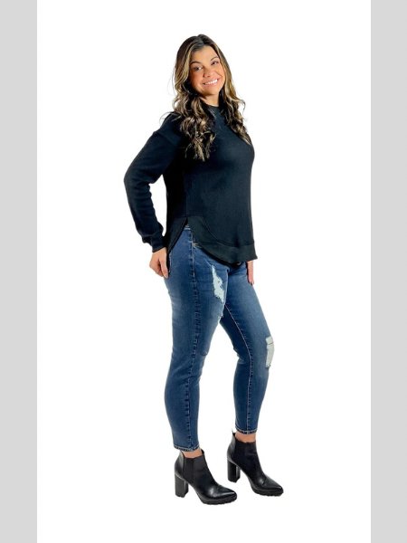 No Doubt Black Waffle Knit Long Sleeve - the Blushing Ivy Boutique LLC - 