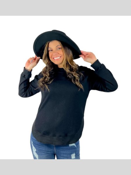 No Doubt Black Waffle Knit Long Sleeve - the Blushing Ivy Boutique LLC - 