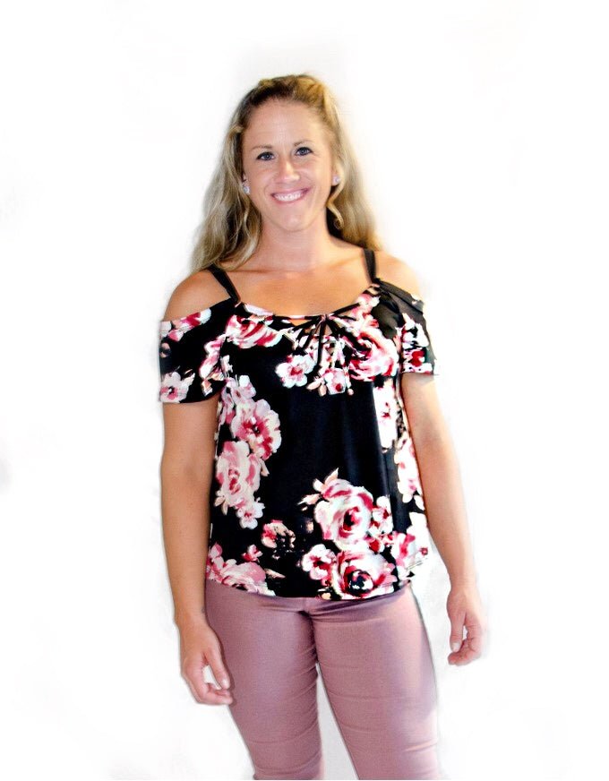 Pretty as a Flower Cold Shoulder Top - the Blushing Ivy Boutique LLC - Tops - 