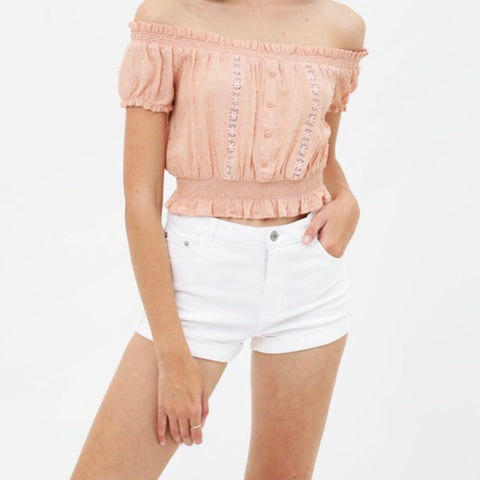 Quite Peachy off the Shoulder Top - the Blushing Ivy Boutique LLC - Tops - 