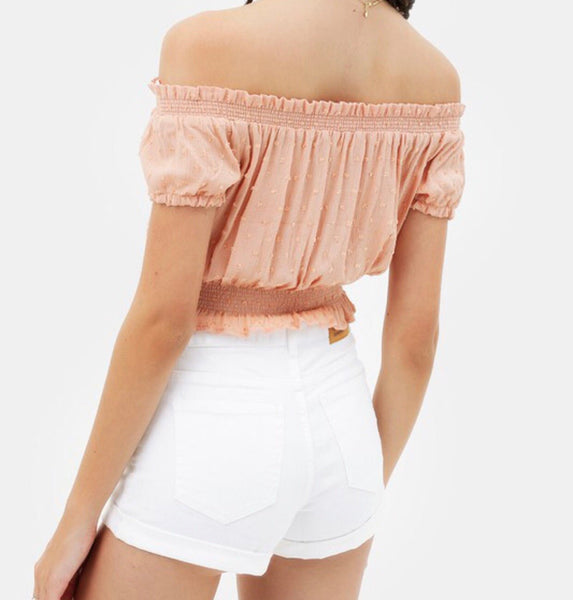 Quite Peachy off the Shoulder Top - the Blushing Ivy Boutique LLC - Tops - 