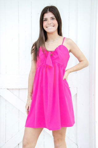 Rosie Bow Ruffle Flare Mini Dress - the Blushing Ivy Boutique LLC - Dresses - 