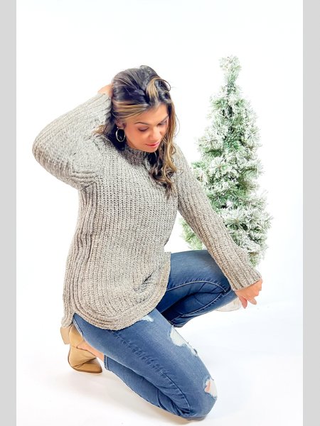 Sage it Ain’t So Cable Knit Sweater - the Blushing Ivy Boutique LLC - 