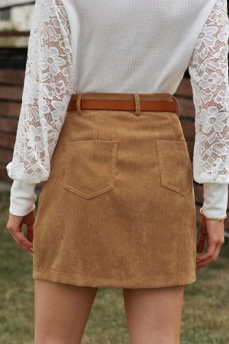 She Sleighs Corduroy High Waisted Mini Skirt - the Blushing Ivy Boutique LLC - 