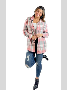 She’s My Sweet Pea Pink Flannel Top - the Blushing Ivy Boutique LLC - 