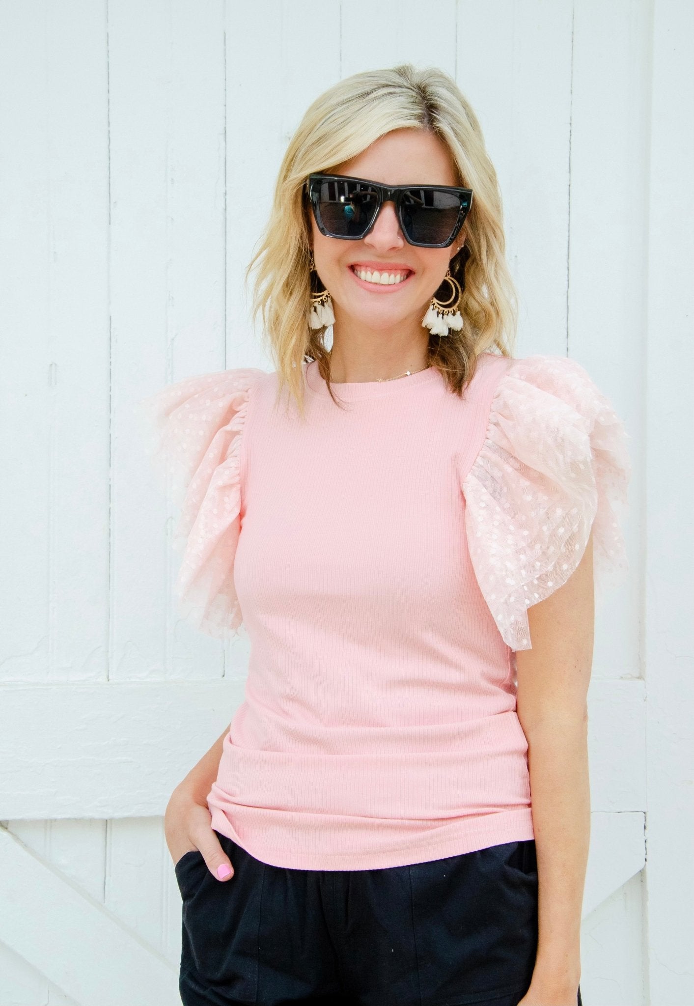 She’s So Fancy Ruffled Sleeve Top - the Blushing Ivy Boutique LLC - Tops - 