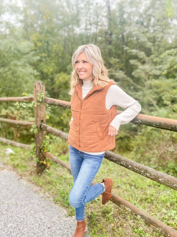 Smoky Mountain Brown Corduroy Puffer Vest - the Blushing Ivy Boutique LLC - Outerwear - 