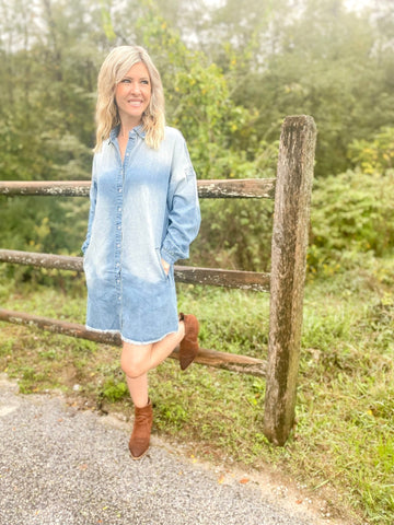 Southern Charm Jean Dress - the Blushing Ivy Boutique LLC - Dresses - 