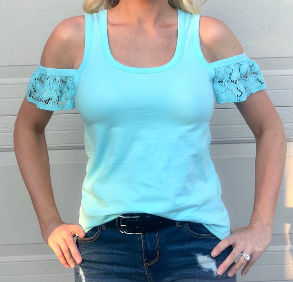 Summer Sky Floral Lace Off The Shoulder - the Blushing Ivy Boutique LLC - Tops - 