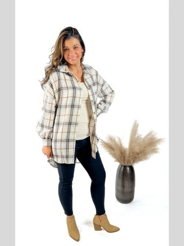 The Alyssa Oversized High Lo Flannel - the Blushing Ivy Boutique LLC - Outerwear - 