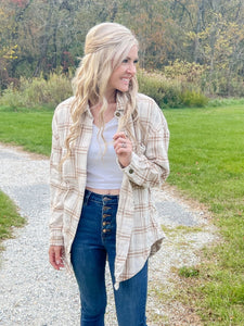 The Kamdyn Khaki Plaid - Shacket - the Blushing Ivy Boutique LLC - Tops - 