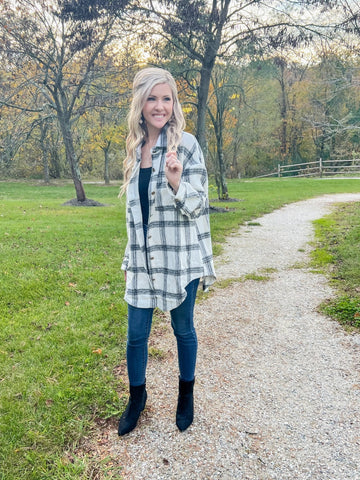 The Only One Black Plaid Shacket - the Blushing Ivy Boutique LLC - 