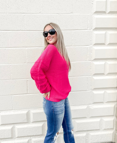 They Call me Barbie Bubble Sleeve Sweater - the Blushing Ivy Boutique LLC - 