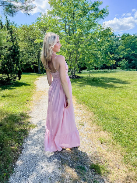 Wanderlust Pink Rose Woven Maxi Dress - the Blushing Ivy Boutique LLC - 