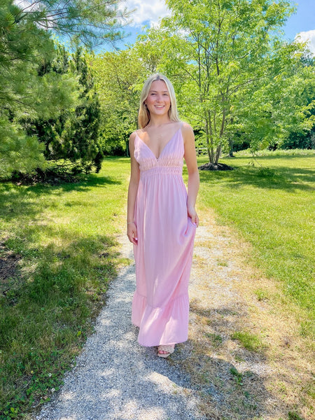 Wanderlust Pink Rose Woven Maxi Dress - the Blushing Ivy Boutique LLC - 