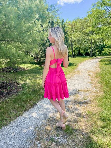 Wildflower Fuchsia Mini Dress - the Blushing Ivy Boutique LLC - 