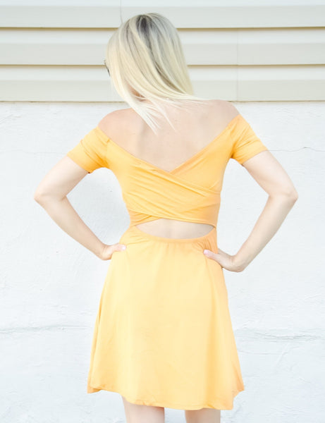 Wrapped - Up Dress (Mustard) - the Blushing Ivy Boutique LLC - Dresses - 