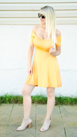 Wrapped - Up Dress (Mustard) - the Blushing Ivy Boutique LLC - Dresses - 