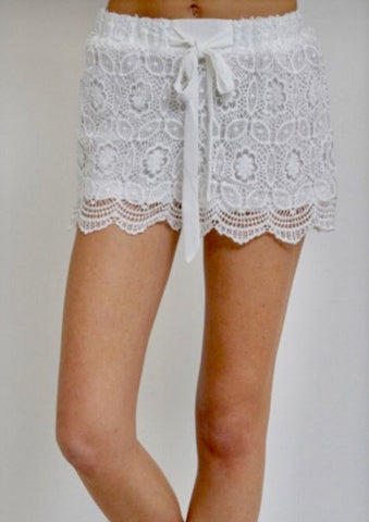 Linen & Lace White Shorts