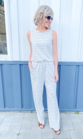 She’s a Total Vibe Striped Jumpsuit